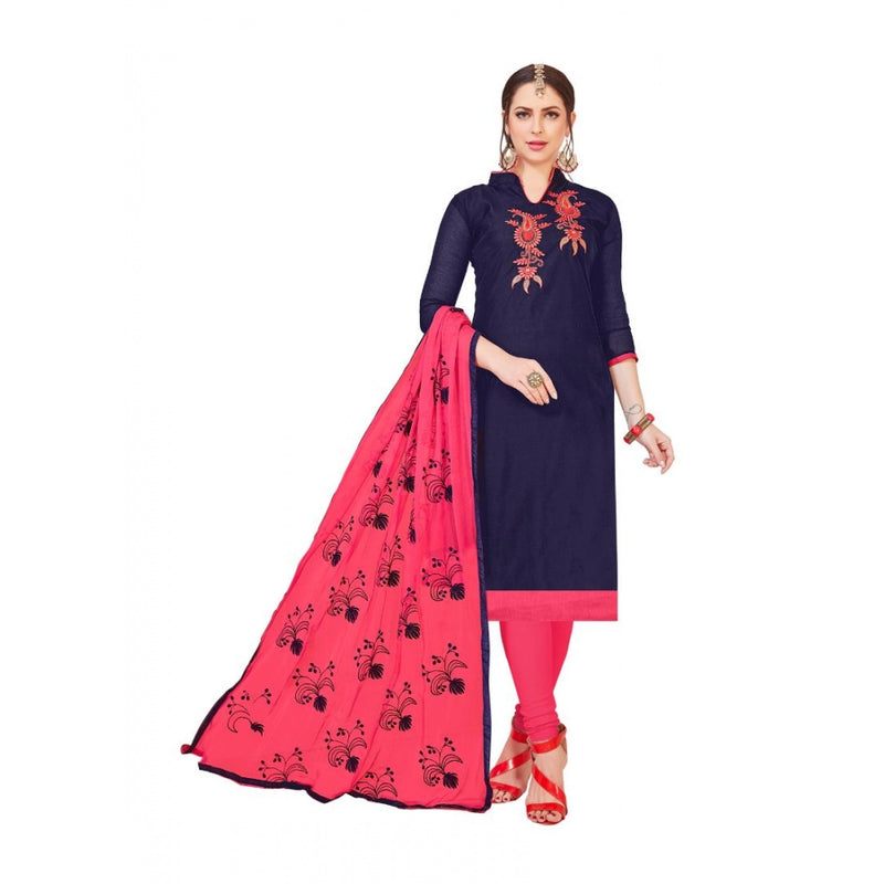 Mayawye Women's Modal Silk Unstitched Salwar-Suit Material With Dupatta (Navy Blue, 2-2.5mtrs)
