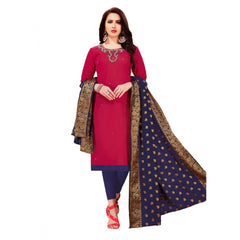 Mayawye Women's Slub Cotton Unstitched Salwar-Suit Material With Dupatta (Magenta, 2-2.5mtrs)