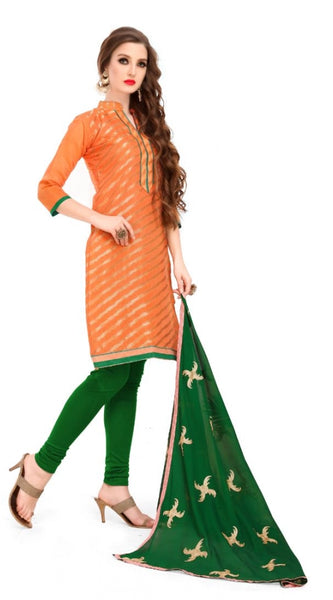 Mayawye Women's Banarasi Jacquard Unstitched Salwar-Suit Material With Dupatta (Oranage, 2-2.5mtrs)