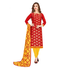 Mayawye Women's Banarasi Jacquard Unstitched Salwar-Suit Material With Dupatta (Red, 2-2.5mtrs)