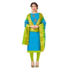 Mayawye Women's South Slub Cotton Unstitched Salwar-Suit Material With Dupatta (Sky Blue, 2-2.5mtrs)