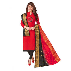 Mayawye Women's South Slub Cotton Unstitched Salwar-Suit Material With Dupatta (Red, 2-2.5mtrs)