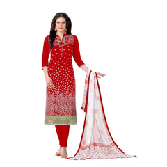 Mayawye Women's Cotton Unstitched Salwar-Suit Material With Dupatta (Red, 2-2.5mtrs)
