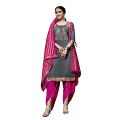 Mayawye Women's Cotton Unstitched Salwar-Suit Material With Dupatta (Grey, 2-2.5mtrs)