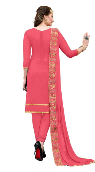 Mayawye Women's Chanderi Cotton Unstitched Salwar-Suit Material With Dupatta (Pige , 2-2.5mtrs)