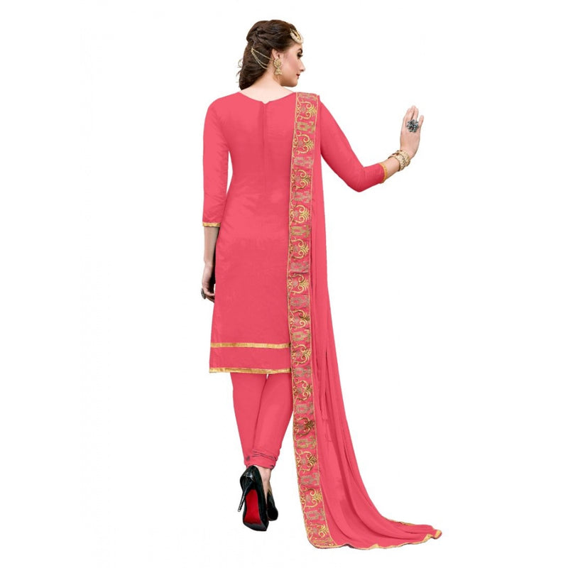 Mayawye Women's Chanderi Cotton Unstitched Salwar-Suit Material With Dupatta (Pige , 2-2.5mtrs)