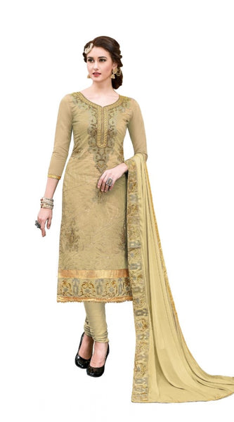 Mayawye Women's Chanderi Cotton Unstitched Salwar-Suit Material With Dupatta (Light Green, 2-2.5mtrs)