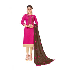 Mayawye Women's Slub Cotton Unstitched Salwar-Suit Material With Dupatta (Pink, 2-2.5mtrs)