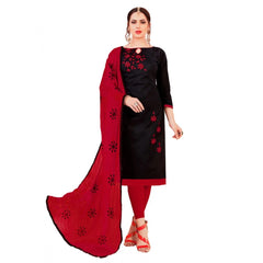 Mayawye Women's Glaze Cotton Unstitched Salwar-Suit Material With Dupatta (Black, 2-2.5mtrs)