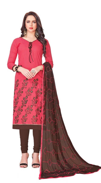 Mayawye Women's Slub Cotton Unstitched Salwar-Suit Material With Dupatta (Pige , 2-2.5mtrs)