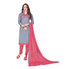 Mayawye Women's Glaze Cotton Unstitched Salwar-Suit Material With Dupatta (Ash , 2-2.5mtrs)