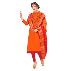 Mayawye Women's South Slub Cotton Unstitched Salwar-Suit Material With Dupatta (Oranage, 2-2.5mtrs)