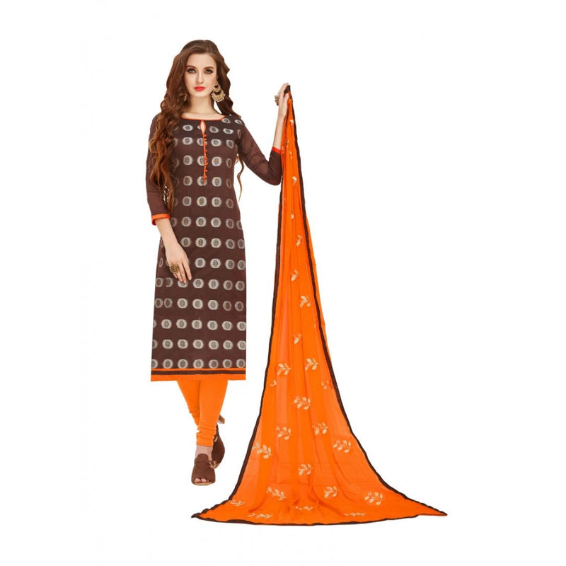 Mayawye Women's Banarasi Jacquard Unstitched Salwar-Suit Material With Dupatta (Brown, 2-2.5mtrs)