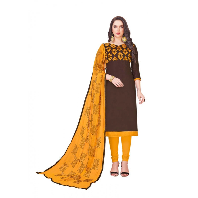 Mayawye Women's Glaze Cotton Unstitched Salwar-Suit Material With Dupatta (Coffee, 2-2.5mtrs)