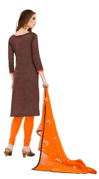 Mayawye Women's Banarasi Jacquard Unstitched Salwar-Suit Material With Dupatta (Brown, 2-2.5mtrs)
