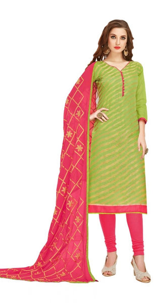Mayawye Women's Banarasi Jacquard Unstitched Salwar-Suit Material With Dupatta (Green, 2-2.5mtrs)