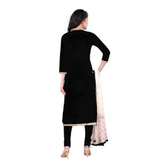Mayawye Women's Cotton Unstitched Salwar-Suit Material With Dupatta (Black, 2.20 Mtr)