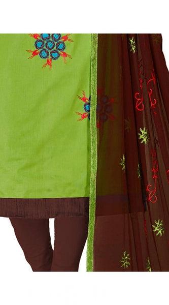 Mayawye Women's Glaze Cotton Unstitched Salwar-Suit Material With Dupatta (Green, 2 Mtr)