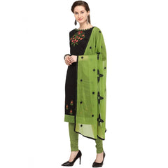 Mayawye Women's Slub Cotton Unstitched Salwar-Suit Material With Dupatta (Black, 2 Mtr)