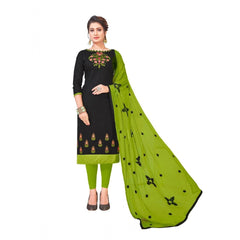 Mayawye Women's Slub Cotton Unstitched Salwar-Suit Material With Dupatta (Black, 2 Mtr)