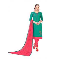 Mayawye Women's Slub Cotton Unstitched Salwar-Suit Material With Dupatta (Turquoise, 2 Mtr)