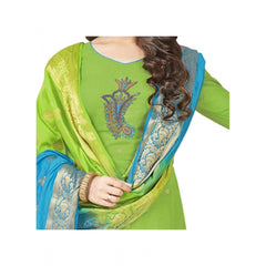 Mayawye Women's South Slub Cotton Unstitched Salwar-Suit Material With Dupatta (Green, 2 Mtr)