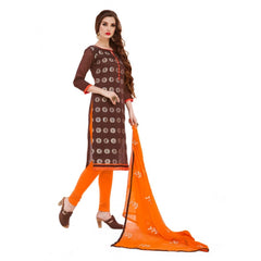 Mayawye Women's Banarasi Jacquard Unstitched Salwar-Suit Material With Dupatta (Brown, 2 Mtr)