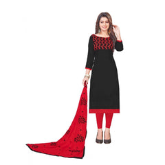 Mayawye Women's Glaze Cotton Unstitched Salwar-Suit Material With Dupatta (Black, 2 Mtr)