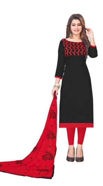 Mayawye Women's Glaze Cotton Unstitched Salwar-Suit Material With Dupatta (Black, 2 Mtr)