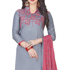 Mayawye Women's Glaze Cotton Unstitched Salwar-Suit Material With Dupatta (Grey, 2 Mtr)