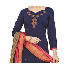 Mayawye Women's South Slub Cotton Unstitched Salwar-Suit Material With Dupatta (Blue, 2 Mtr)
