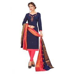 Mayawye Women's South Slub Cotton Unstitched Salwar-Suit Material With Dupatta (Blue, 2 Mtr)