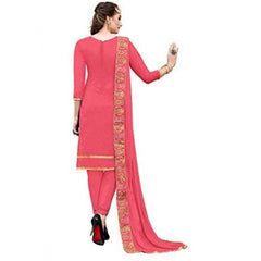 Mayawye Women's Chanderi Cotton Unstitched Salwar-Suit Material With Dupatta (Light Red, 2.20 Mtr)