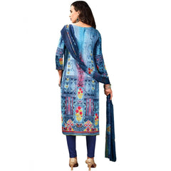 Mayawye Women's Cotton Unstitched Salwar-Suit Material With Dupatta (Blue, 2.5 Mtr)