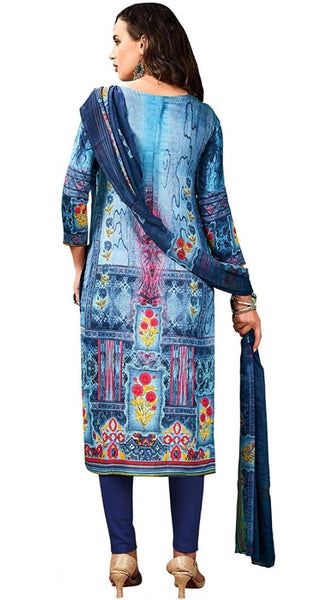 Mayawye Women's Cotton Unstitched Salwar-Suit Material With Dupatta (Blue, 2.5 Mtr)