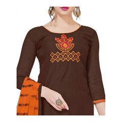 Mayawye Women's Modal Silk Unstitched Salwar-Suit Material With Dupatta (Brown, 2 Mtr)