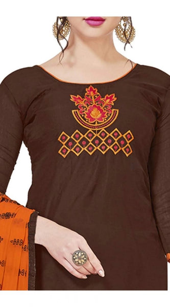 Mayawye Women's Modal Silk Unstitched Salwar-Suit Material With Dupatta (Brown, 2 Mtr)