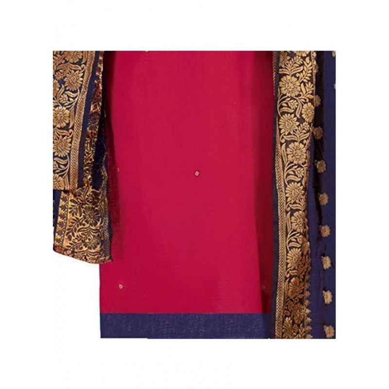 Mayawye Women's Slub Cotton Unstitched Salwar-Suit Material With Dupatta (Magenta, 2 Mtr)