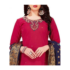 Mayawye Women's Slub Cotton Unstitched Salwar-Suit Material With Dupatta (Magenta, 2 Mtr)