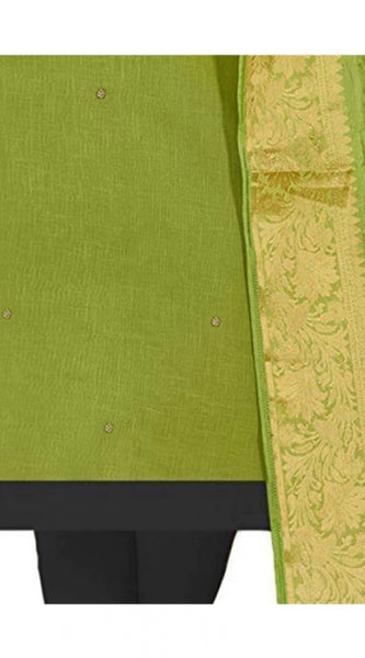 Mayawye Women's Slub Cotton Unstitched Salwar-Suit Material With Dupatta (Mahendi Green, 2 Mtr)