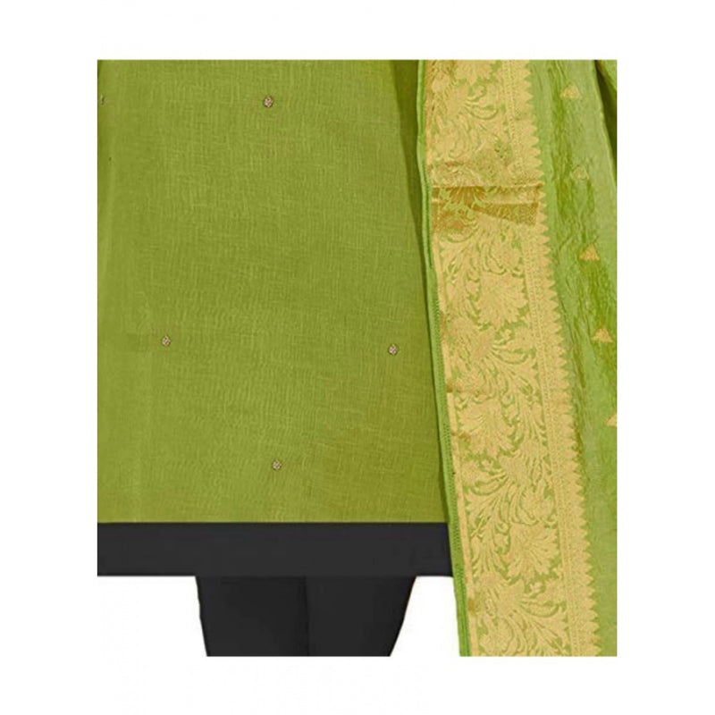 Mayawye Women's Slub Cotton Unstitched Salwar-Suit Material With Dupatta (Mahendi Green, 2 Mtr)