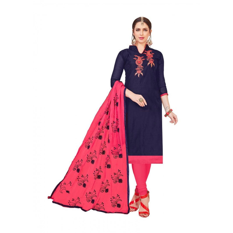 Mayawye Women's Modal Silk Unstitched Salwar-Suit Material With Dupatta (Navy Blue, 2 Mtr)