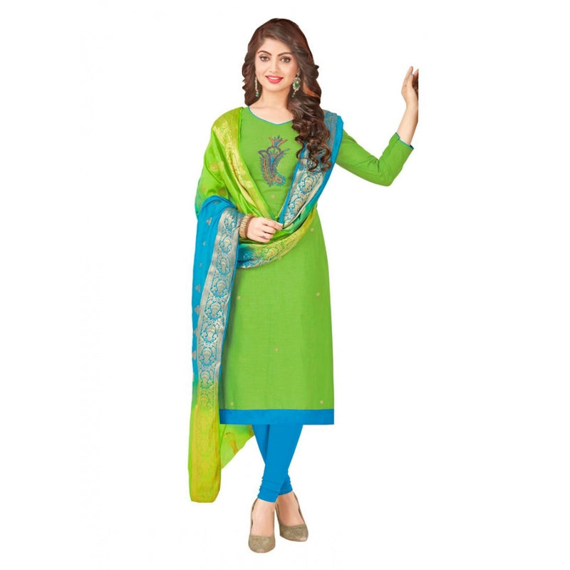 Mayawye Women's South Slub Cotton Unstitched Salwar-Suit Material With Dupatta (Green, 2 Mtr)
