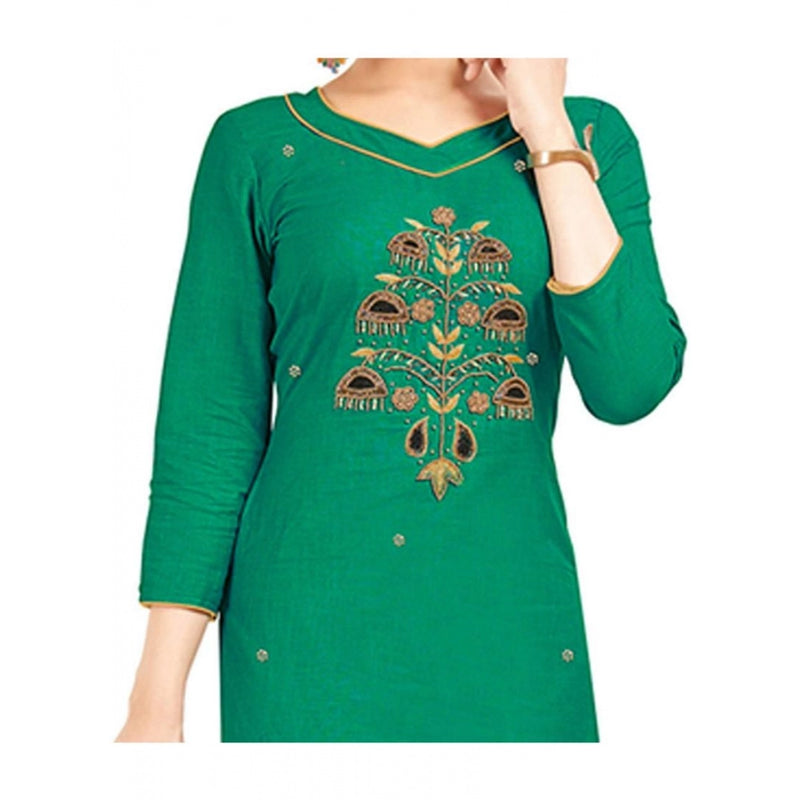 Mayawye Women's South Slub Cotton Unstitched Salwar-Suit Material With Dupatta (Green, 2 Mtr)