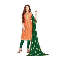 Mayawye Women's Banarasi Jacquard Unstitched Salwar-Suit Material With Dupatta (Orange, 2 Mtr)