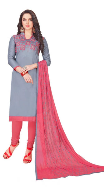 Mayawye Women's Glaze Cotton Unstitched Salwar-Suit Material With Dupatta (Grey, 2 Mtr)