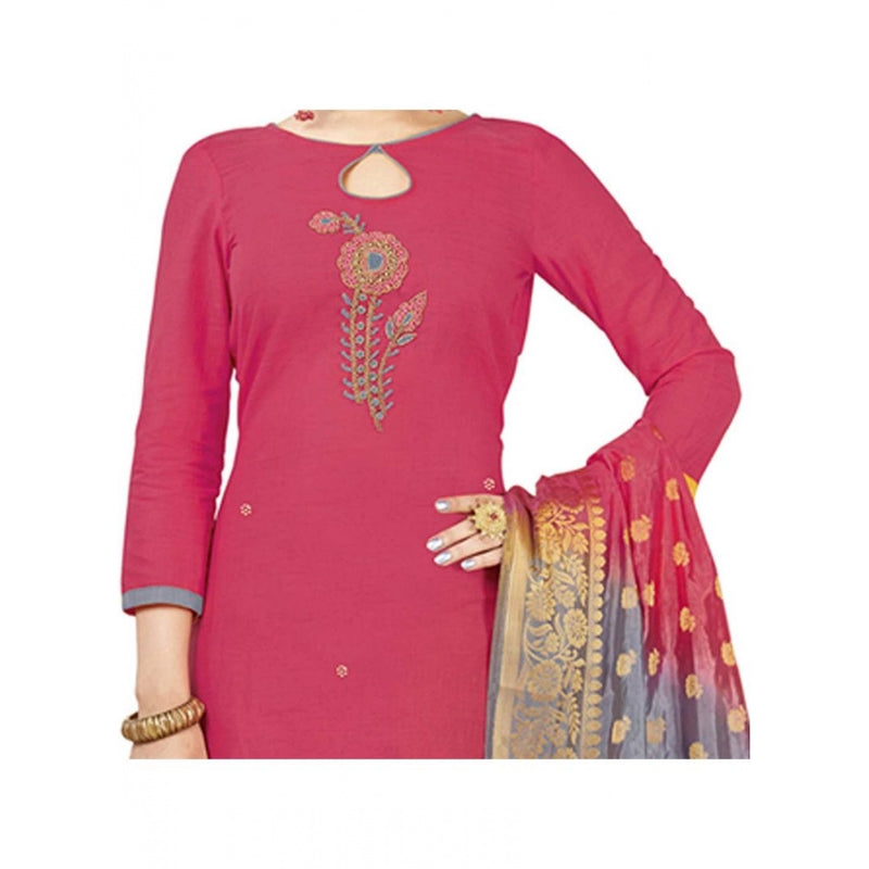 Mayawye Women's South Slub Cotton Unstitched Salwar-Suit Material With Dupatta (Pink, 2 Mtr)