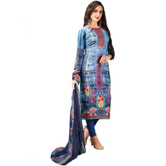 Mayawye Women's Cotton Unstitched Salwar-Suit Material With Dupatta (Blue, 2.5 Mtr)