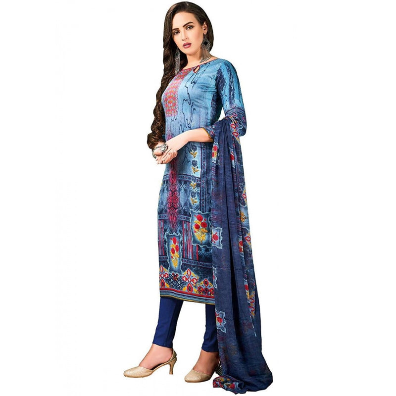 Mayawye Women's Cotton Unstitched Salwar-Suit Material With Dupatta (Blue, 2.5 Mtr)