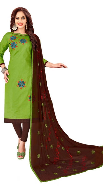 Mayawye Women's Glaze Cotton Unstitched Salwar-Suit Material With Dupatta (Green, 2 Mtr)